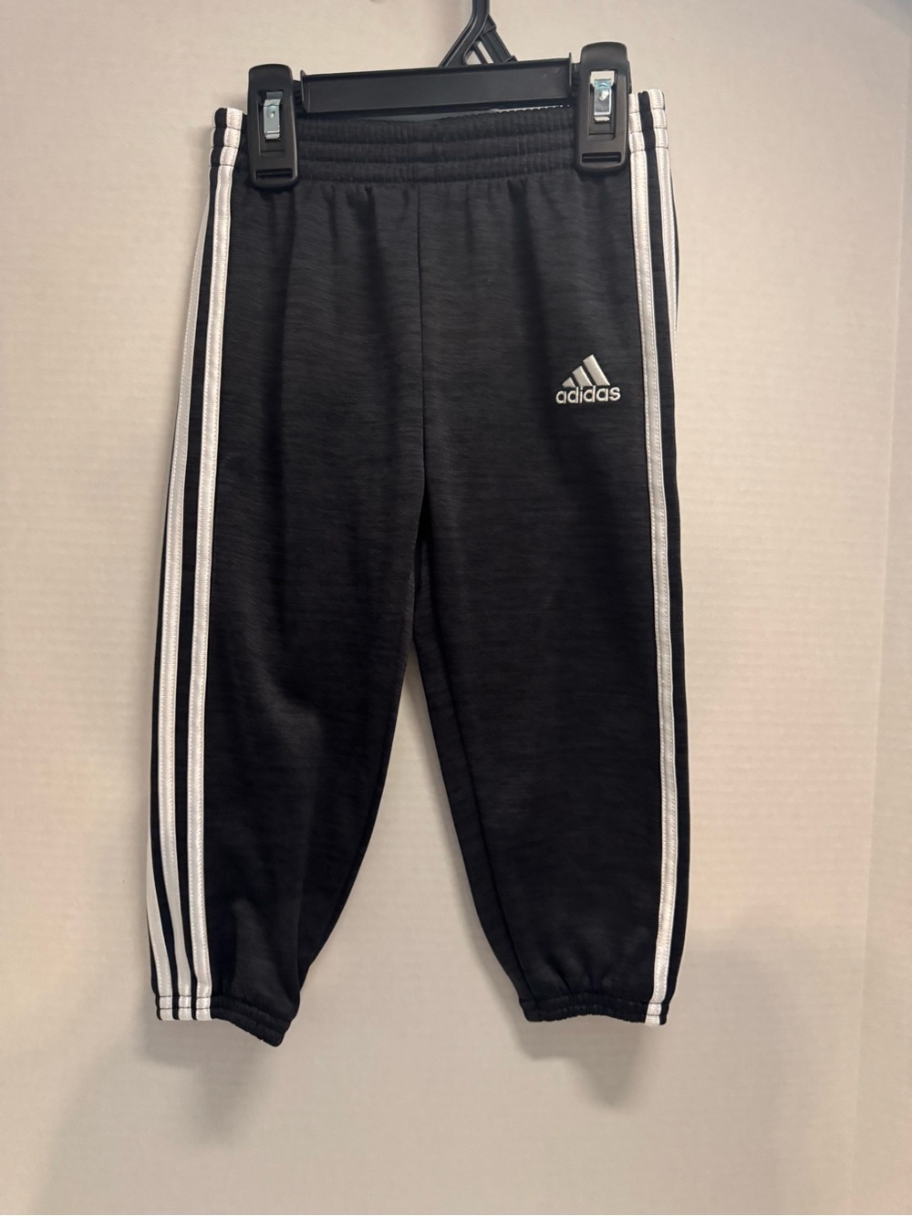 adidas Black Sweatpants with White Side Stripes - Kids